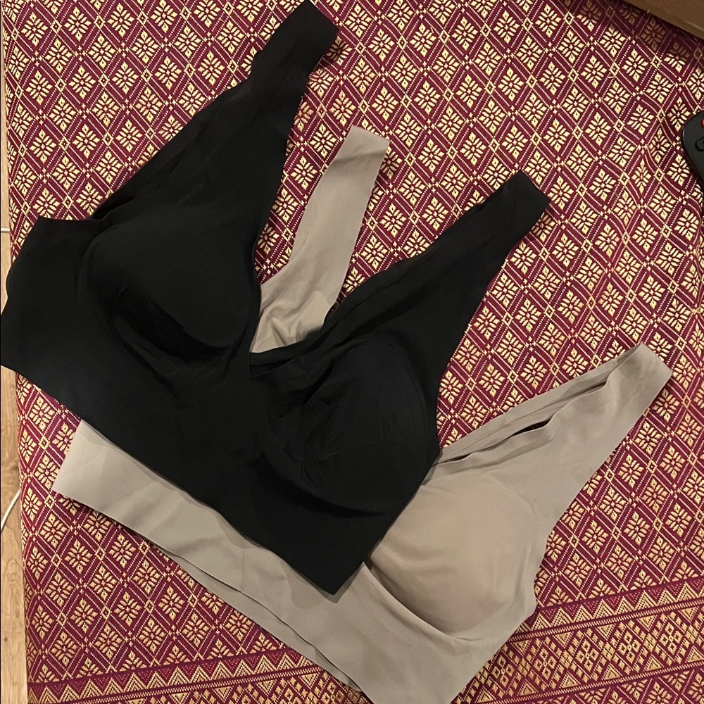WHOOP Black and Beige Bralettes